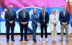 24. novembar 2025. Potpredsednica Narodne skupštine Marina Raguš i poslanici Nacionalnog saveta Parlamenta Švajcarske  