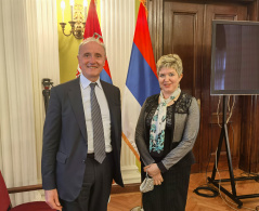 19 May 2021. European Integration Committee Chairperson Elvira Kovacs and French Ambassador to Serbia Jean-Louis Falconi